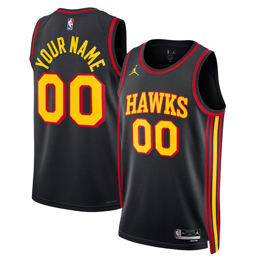 Men Atlanta Hawks Jordan Brand Black 2022-23 Swingman Custom NBA Jersey->customized nba jersey->Custom Jersey